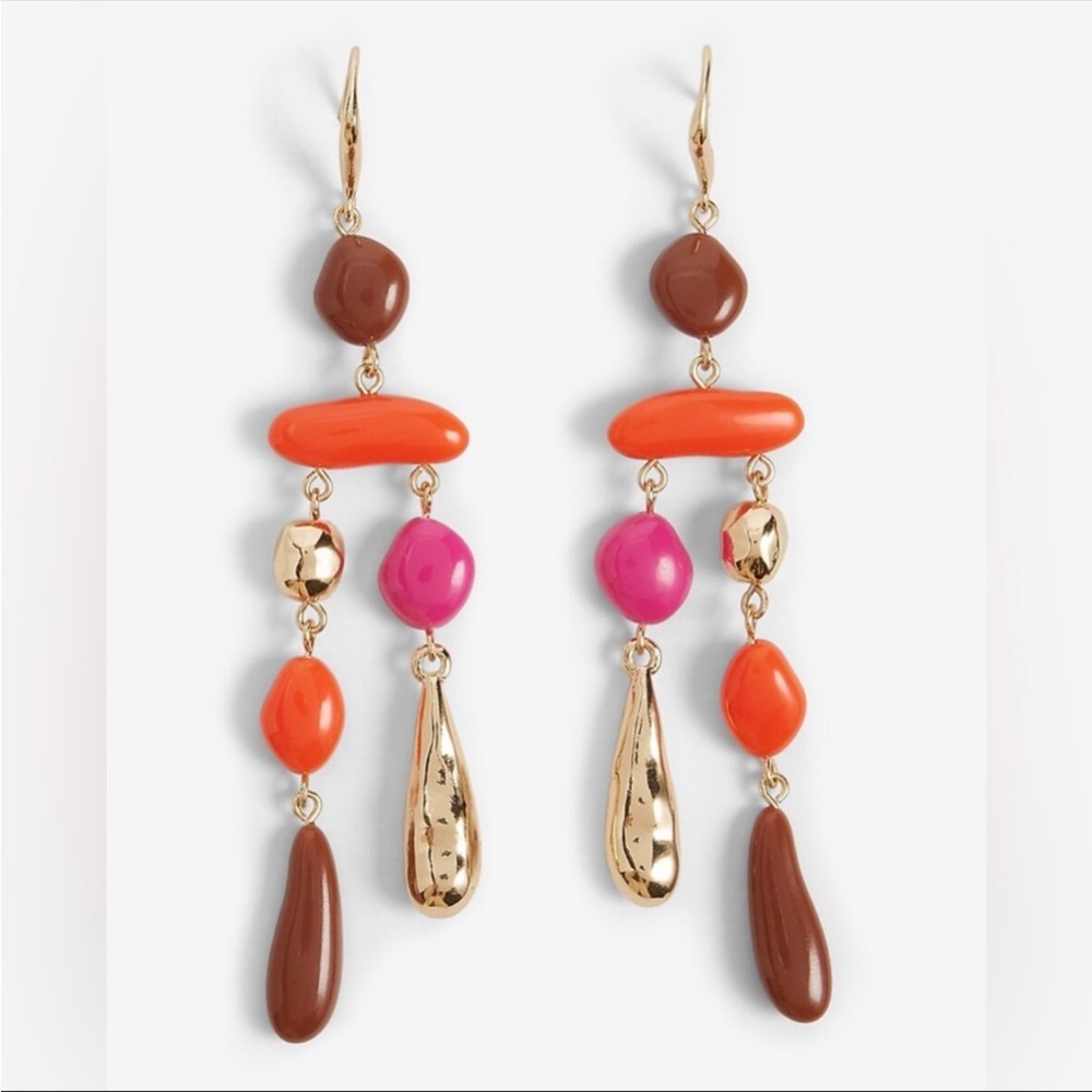 Express multi shape layered chandelier drop earring